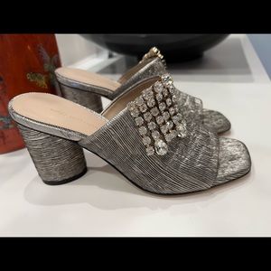 Embellished Silver Heels from Stuart Weitzman. New.